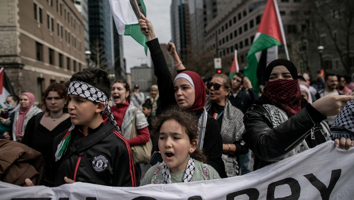 Kanada'da Filistin'e destek gösterisi