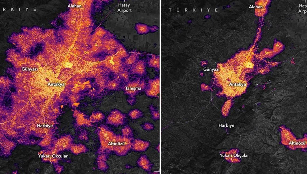 NASA'nın verileriyle acı tablo: Hatay’ın depremden önceki ve sonraki hali