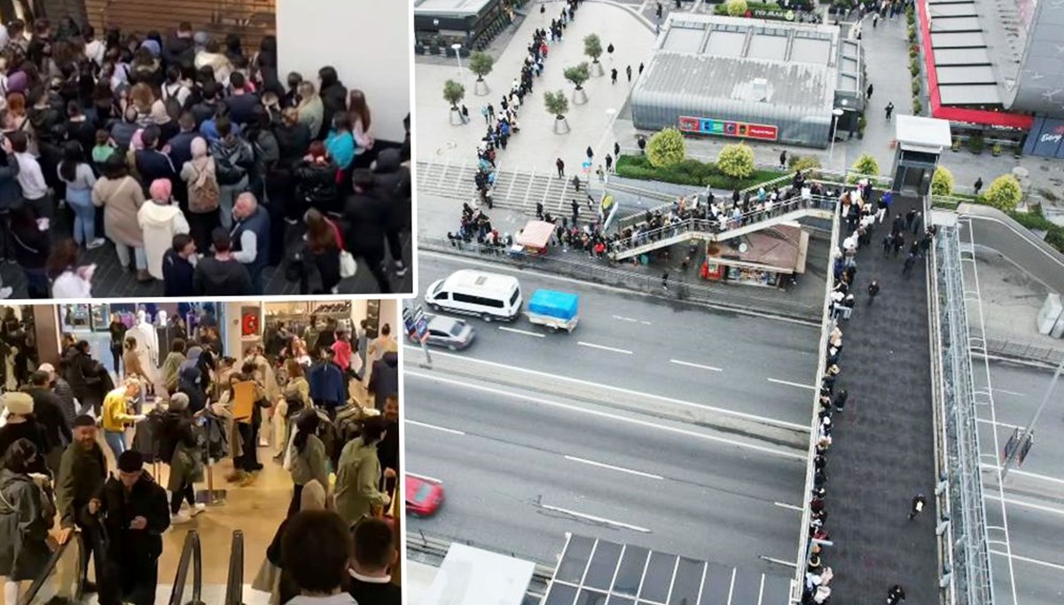 AVM’lerde efsane cuma yoğunluğu | Kuyruk metrobüs üst geçidine ulaştı, indirimli ürün almak isteyenler birbirleriyle yarıştı