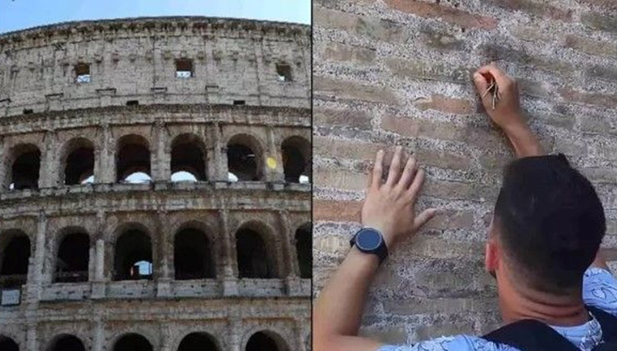 Roma'nın simgesi Kolezyum'a isim kazıyan turist aranıyor