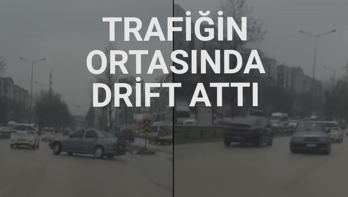 Kayganlaşan yolda drift atan sürücüye 20 bin TL ceza