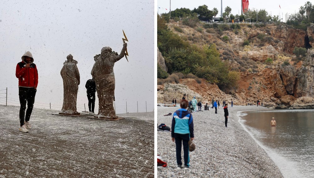 Bu iki fotoğraf da bugün çekildi: Aynı kentte, aynı gün iki ayrı mevsim yaşandı