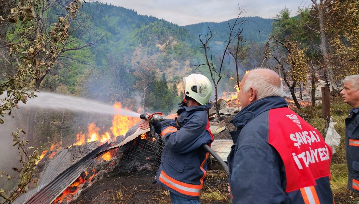 Artvin'in Şavşat ilçesindeki yangında 3 ev yandı