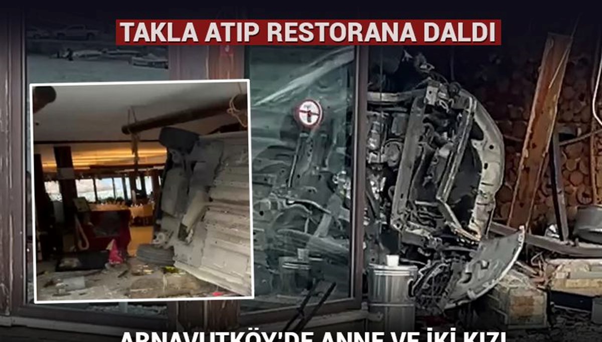 Arnavutköy'de otomobil yol kenarındaki restorana daldı